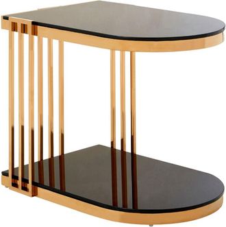 Premier Housewares Interiors by Premier Minimalist Design Rose Gold u Shaped Side Table, Durable And Elegant Corner Table, Sleek Lounge Table