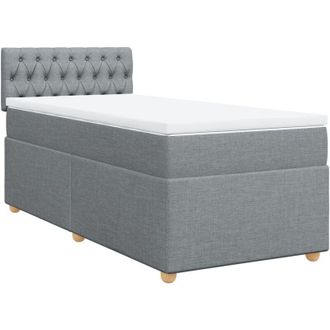 vidaXL Vidaxl - Cama Box Spring Con Colch&oacute;n Tela Gris Claro 100x200 Cm