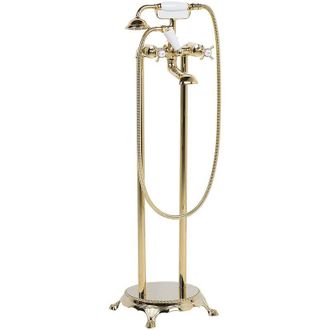 Beliani Beliani - Grifo Para Ba&ntilde;era De Lat&oacute;n Dorado Independiente 98 Cm Con Ducha De Mano Moderno Hebbe