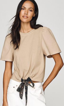 Maeve Pilcro Puff-Sleeve Bandana Drawstring Top
