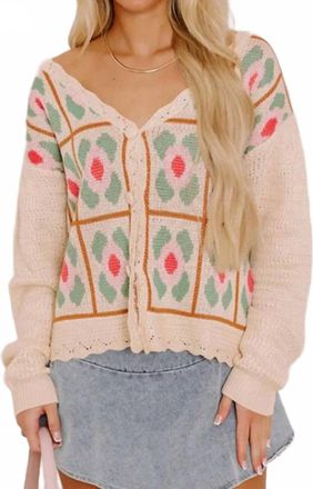 So Me Floral Button Down Cardigan In Cream