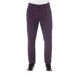 Trussardi Pantalones de Tejido con Microestampado y Pinzas - Trousers - Hombre - P&uacute;rpura - M