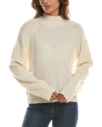 Fort&eacute; Cashmere Mix Stitch Raglan Mock Neck 100% Cashmere Sweater