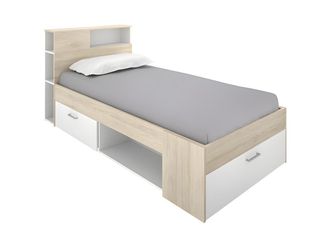 Vente-Unique Dekit Lanka - Cama Compacta De 90x190 Con Cajones - Natural / Blanco - 96 X 99 X 218