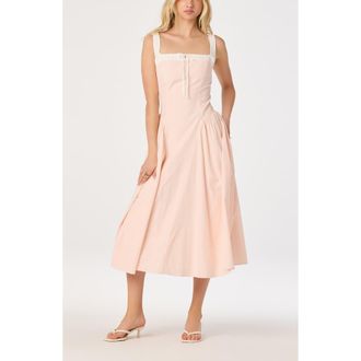 ASTR the Label Hazel Ticking Stripe Midi Dress in Pink Stripe at Nordstrom, Size X-Large