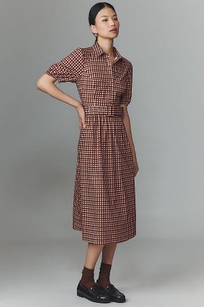 Hutch Parker Short-Sleeve Belted Midi Dress