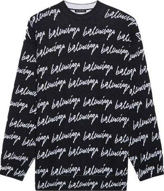 Balenciaga All Over Logo Jumper Black 625984T31841070