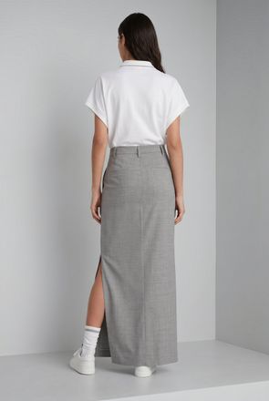 Brunello Cucinelli Wool Blend Straight-Cut Skirt - Gray