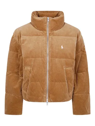 Polo Ralph Lauren corduroy quilted puffer jacket - women - Cotton/Elastane - M - Brown