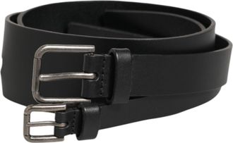 Dolce & Gabbana Mens Double Buckle Leather Belt - Black - One Size