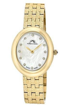 Porsamo Bleu Womens Porsamo Bleu Angelica Oval MOP Dial Stainless Steel Watch in Gold/White at Nordstrom Rack