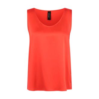Marc Cain Zijden top met ronde hals - Dames - Tops - Rood - Maat: L Zijde