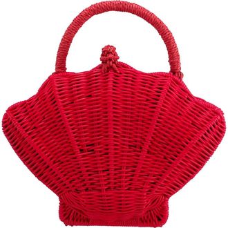 Nina Shelly Rattan Top Handle Bag in Red at Nordstrom