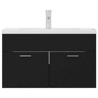 Berkfield Home Sink Cabinet with Built-in Basin Black Engineered Wood