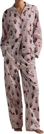 Polo Ralph Lauren Polo Bear Cotton Long Sleeve Pajama Set In Bear Red