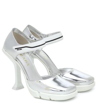 Prada Metallic leather pumps