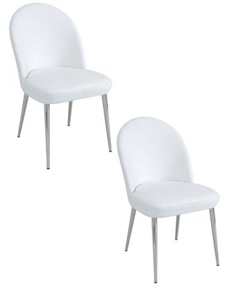Pangea Home Vera Set of 2 White & Gold Side/Dining Chairs