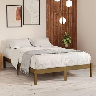 vidaXL Estructura Cama Sin Colch&oacute;n Madera Maciza Marr&oacute;n Miel 200x200cm Vidaxl