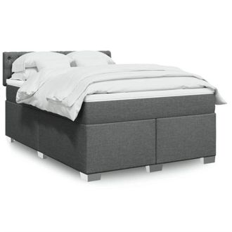 vidaXL Vidaxl - Cama Box Spring Con Colch&oacute;n Tela Gris Oscuro 140x190 Cm