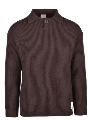 Emporio Armani Ribbed Knit Brown Sweater