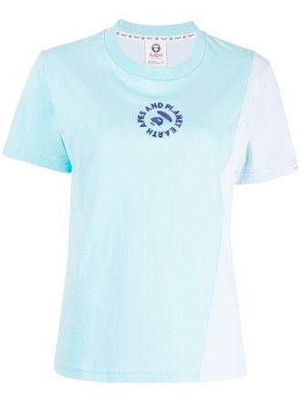 Aape By A Bathing Ape Moonface embossed panelled T-shirt - women - Cotton - M - Blue