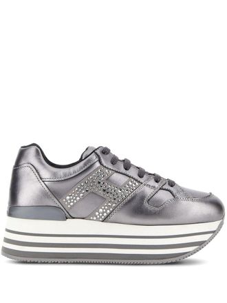 Hogan Maxi H222 sneakers - women - Leather - 37.5 - Silver