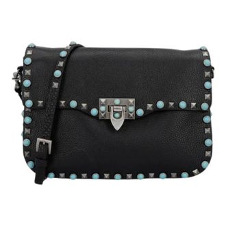 Valentino Pre-owned Cross Body Bags, female, Black, Size: ONE SIZE Pre-owned Rockstud Shoulder Bag