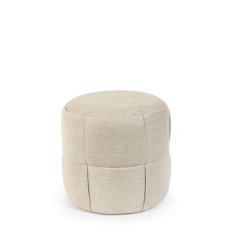 Koketto Home Puff decorativo redondo tapizado en tejido beige