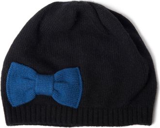 Portolano Beanie with bow in Black/happy Blue at Nordstrom