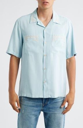 Nn.07 Julio Embroidered Button-Up Shirt in Winter Sky at Nordstrom Rack, Size Xx-Large