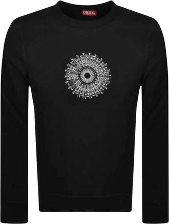 Diesel Mens Diesel Circular Branding Design Black Sweatshirt - Size: 40