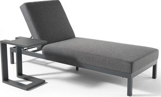Oviala Conjunto de tumbonas con mesa auxiliar de aluminio gris