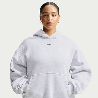 Nike Womens Studio Fleece Medium Weight Oversized Pullover Hoodie (Plus Size) in Brown | IW4769-051
