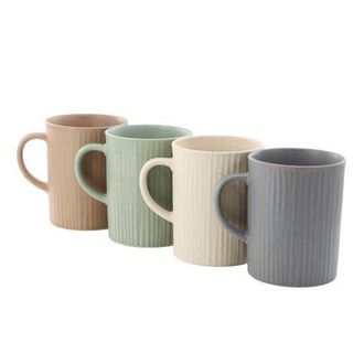 Gibson Home Evening Stroll 4 Piece 19 Ounce Stoneware Ribbed Mug Set in Grey at Nordstrom