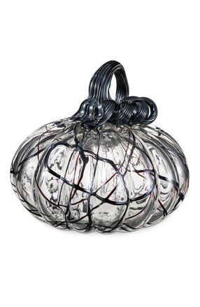 Glitzhome Halloween Abstract Black and White Glass Pumpkin at Nordstrom, Size Medium