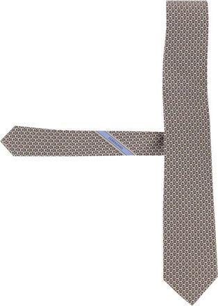 Ferragamo Accessoires, Heren, Bruin, ONE Size, Zijden das met patroon