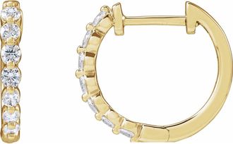 Diamond2Deal 14K Gold 1/2ct Lab-Grown Diamond Hoop Earrings Clarity SI, Color G-H