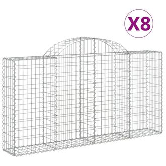 Berkfield Home Arched Gabion Baskets 8 pcs 200x30x100/120 cm Galvanised Iron in Silver