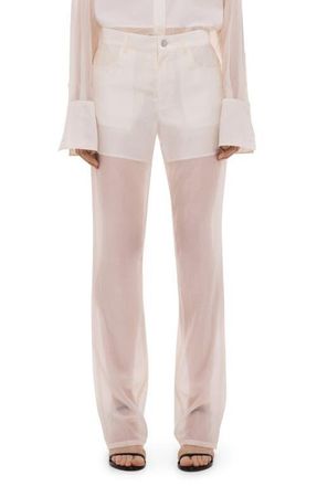 Helmut Lang Sheer Bootcut Pants in Soft White at Nordstrom, Size 12