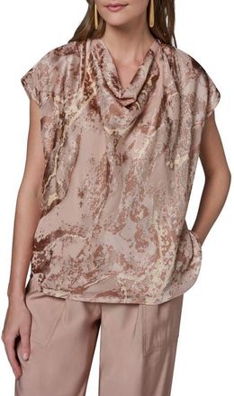 DKNY Burnout Cowl Neck Top in Snow Petal Combo at Nordstrom, Size X-Large