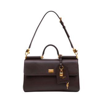 Dolce & Gabbana Tassen, Dames, Bruin, ONE Size, Katoen, My Sicily Handtas
