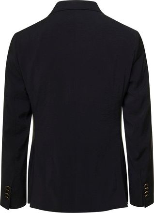 Reveres 1949 Mens Black Single-Breasted Blazer Viscose Blend Blazers Jacket
