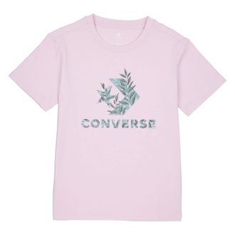 Converse T-Shirt CONVERSE, Damen, Gr. XS (34), rosa (blush hush), Single Jersey, Obermaterial: 100% Baumwolle, unifarben mit Farbeinsatz, Rundhals, eingesetzt 
