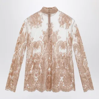 Dolce & Gabbana Blusa in pizzo Chantilly make-up scuro