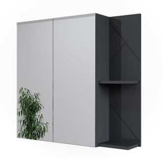 Vicco Armario Con Espejo De Ba&ntilde;o Irma, Antracita Alto Brillo, 80 X 75 Cm