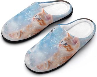 Generic Cats And Ice Mens House Slippers Memory Foam Washable Cotton Slip on Home Shoes