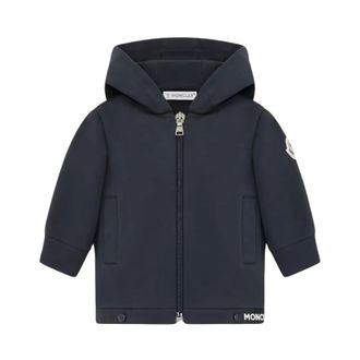 Moncler Felpa con cappuccio e zip con patch logo - male - Moncler - Kids Sweatshirts - Blue - 18 M - Kids