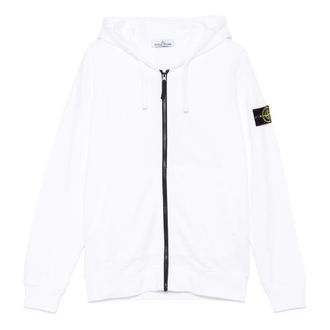 Stone Island Zip-throughs, male, White, Size: 3XL Hooded Sweatshirt with Zip