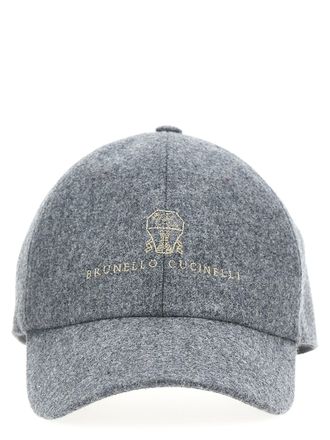 Brunello Cucinelli Logo Embroidery Cap Cappelli Grigio-Uomo