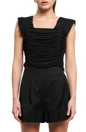 endless rose Ruffle Pleat Crop Tank in Black at Nordstrom Rack, Size X-Small